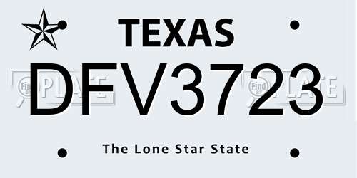 DFV3723 Texas License Plate