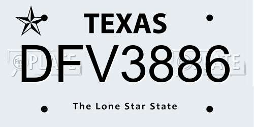 DFV3886 Texas License Plate