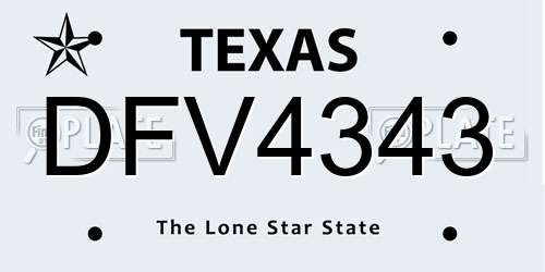 DFV4343 Texas License Plate