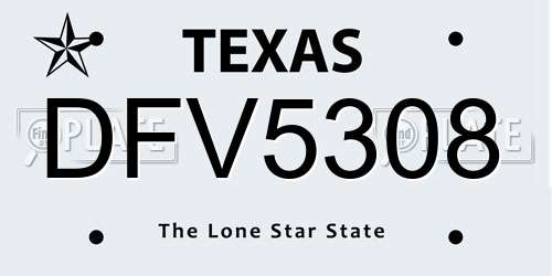 DFV5308 Texas License Plate