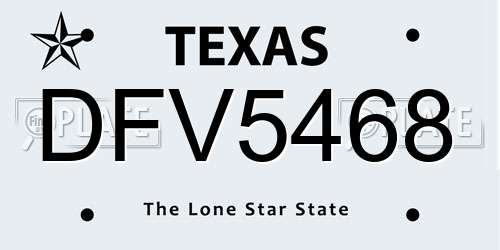 DFV5468 Texas License Plate