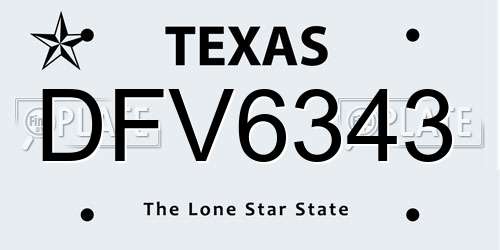 DFV6343 Texas License Plate