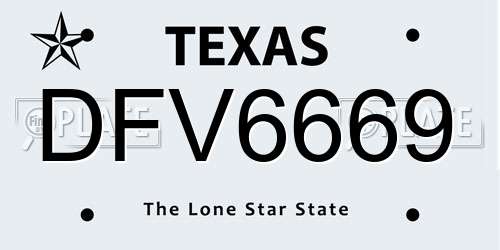 DFV6669 Texas License Plate