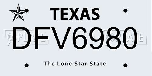 DFV6980 Texas License Plate