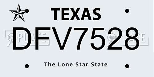 DFV7528 Texas License Plate