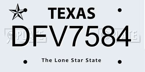 DFV7584 Texas License Plate