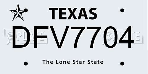 DFV7704 Texas License Plate