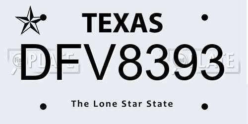 DFV8393 Texas License Plate
