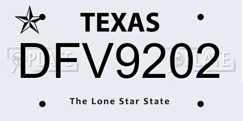 DFV9202 Texas License Plate