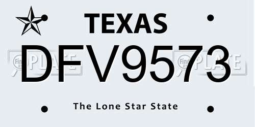 DFV9573 Texas License Plate