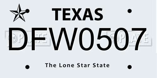 DFW0507 Texas License Plate