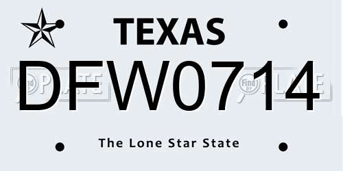 DFW0714 Texas License Plate