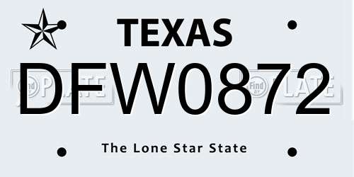 DFW0872 Texas License Plate