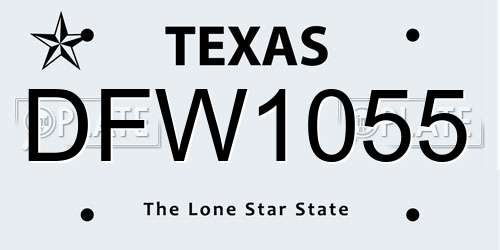 DFW1055 Texas License Plate