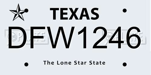 DFW1246 Texas License Plate
