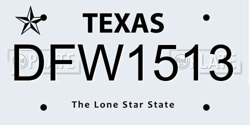 DFW1513 Texas License Plate