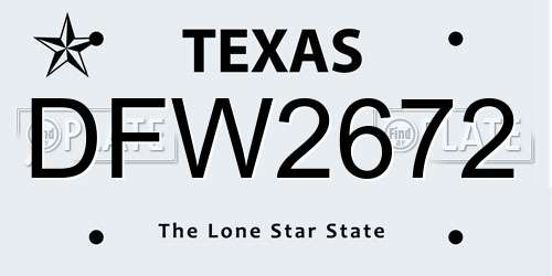 DFW2672 Texas License Plate