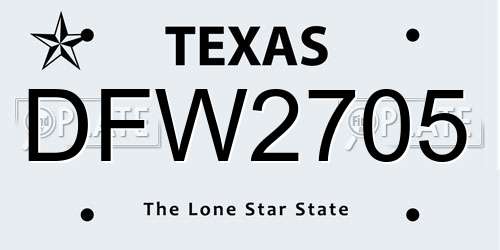 DFW2705 Texas License Plate