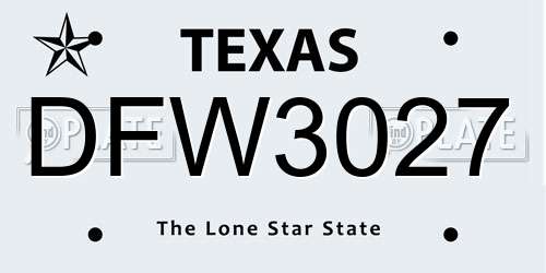 DFW3027 Texas License Plate