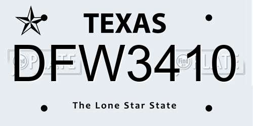 DFW3410 Texas License Plate