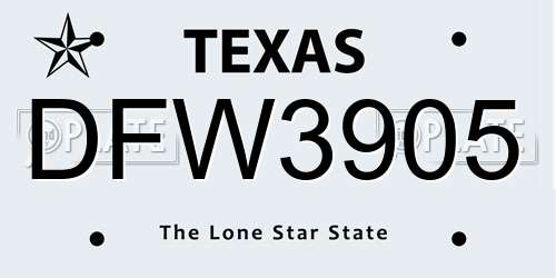 DFW3905 Texas License Plate