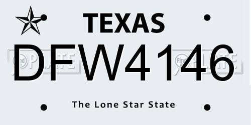 DFW4146 Texas License Plate