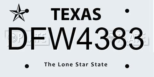 DFW4383 Texas License Plate