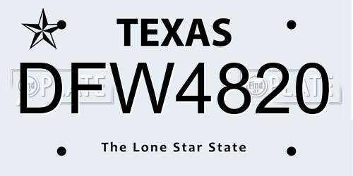 DFW4820 Texas License Plate