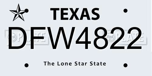 DFW4822 Texas License Plate