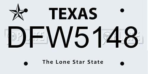 DFW5148 Texas License Plate