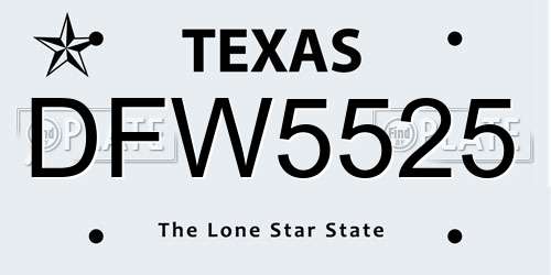 DFW5525 Texas License Plate
