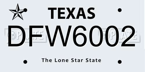DFW6002 Texas License Plate