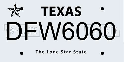 DFW6060 Texas License Plate