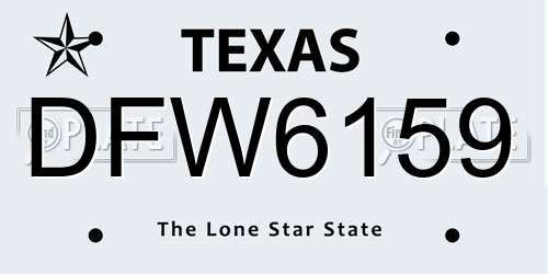 DFW6159 Texas License Plate