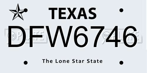 DFW6746 Texas License Plate
