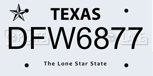 DFW6877 Texas License Plate