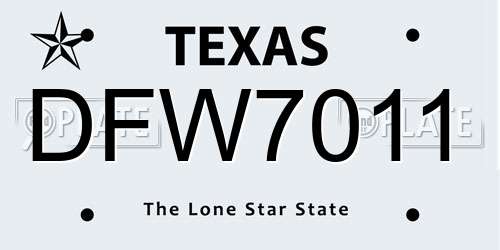 DFW7011 Texas License Plate