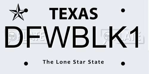 DFWBLK1 Texas License Plate