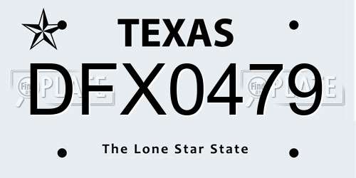 DFX0479 Texas License Plate