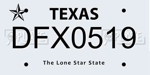 DFX0519 Texas License Plate