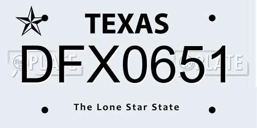 DFX0651 Texas License Plate