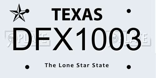 DFX1003 Texas License Plate