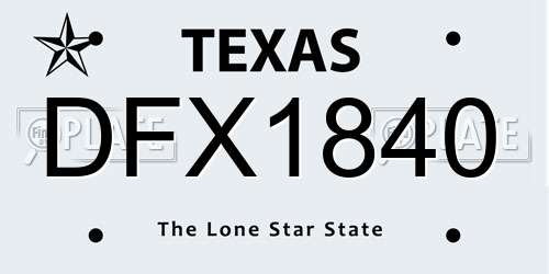DFX1840 Texas License Plate