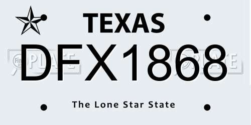 DFX1868 Texas License Plate