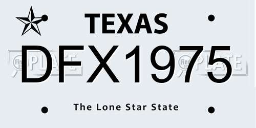 DFX1975 Texas License Plate