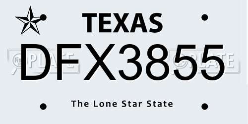 DFX3855 Texas License Plate