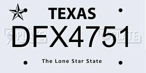 DFX4751 Texas License Plate