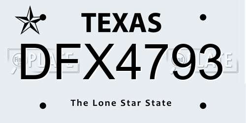 DFX4793 Texas License Plate