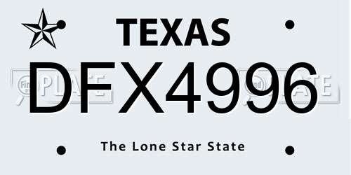DFX4996 Texas License Plate
