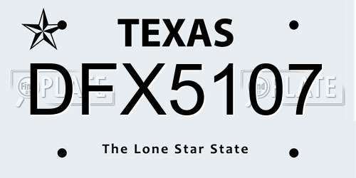 DFX5107 Texas License Plate